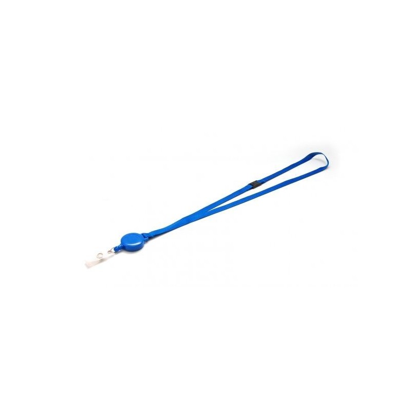 LANYARD POLIÉSTER AZUL 10MM CON YOYÓ EXTENSIBLE Y CIERRE DE SEGURIDAD PK 100 UDS