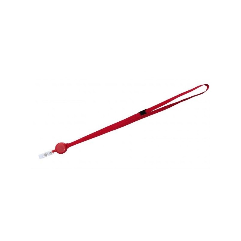 LANYARD POLIÉSTER ROJO 10MM CON YOYÓ EXTENSIBLE Y CIERRE DE SEGURIDAD PK 100 UDS