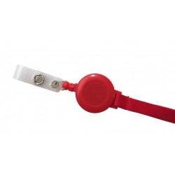 LANYARD POLIÉSTER ROJO 10MM CON YOYÓ EXTENSIBLE Y CIERRE DE SEGURIDAD PK 100 UDS