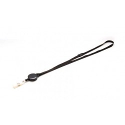 LANYARD POLIÉSTER NEGRO 10MM CON YOYÓ EXTENSIBLE Y CIERRE DE SEGURIDAD PK 100 UDS