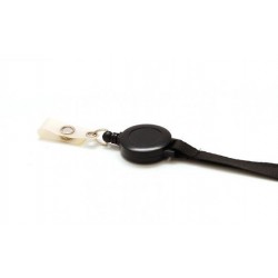 LANYARD POLIÉSTER NEGRO 10MM CON YOYÓ EXTENSIBLE Y CIERRE DE SEGURIDAD PK 100 UDS