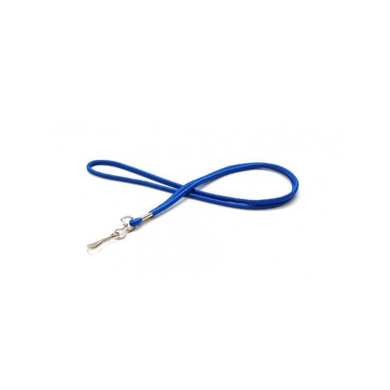 LANYARD REDONDO AZUL CON MOSQUETÓN GIRATORIO METÁLICO PK 100 UDS