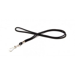 LANYARD REDONDO NEGRO CON MOSQUETÓN GIRATORIO METÁLICO PK 100 UDS