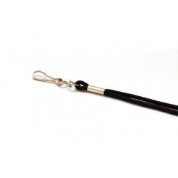 LANYARD REDONDO NEGRO CON MOSQUETÓN GIRATORIO METÁLICO PK 100 UDS
