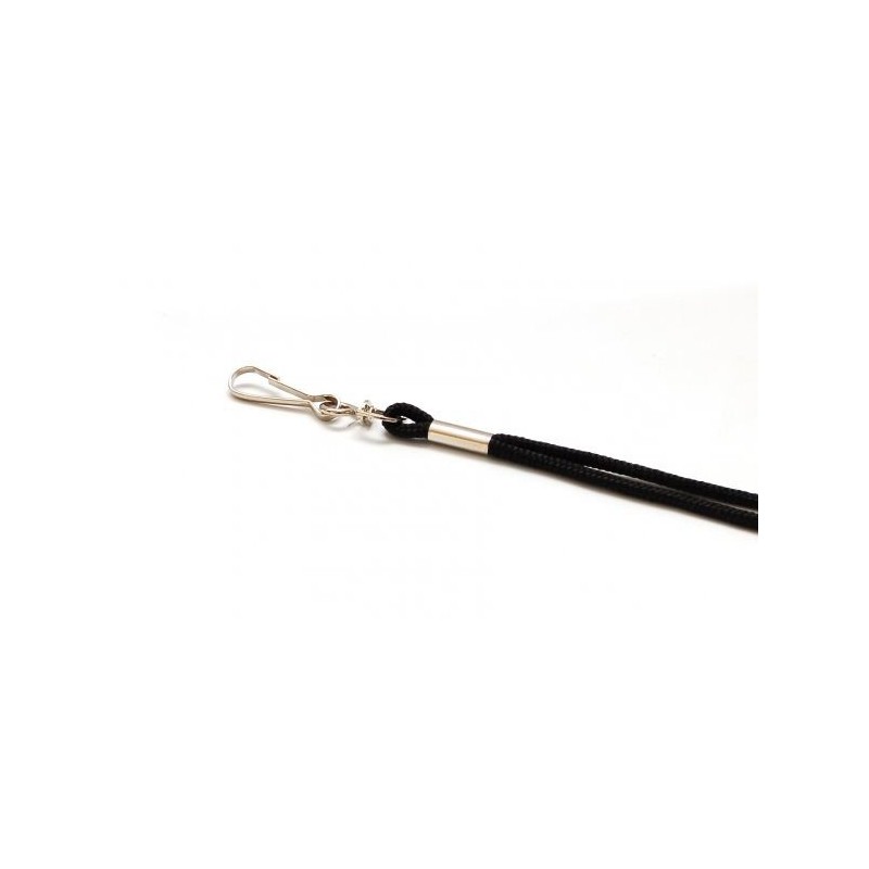 LANYARD REDONDO NEGRO CON MOSQUETÓN GIRATORIO METÁLICO PK 100 UDS