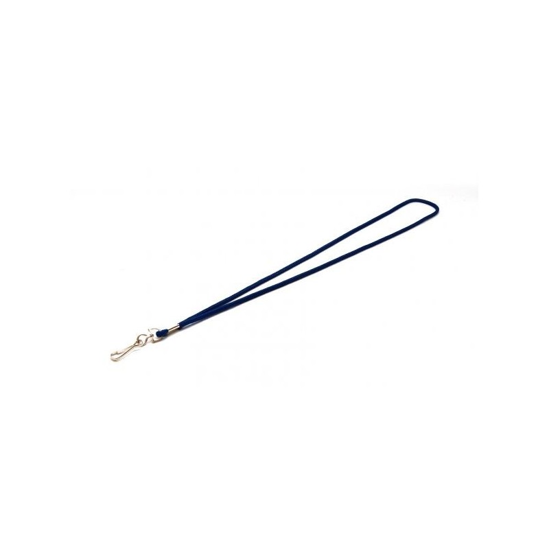 LANYARD REDONDO AZUL MARINO CON MOSQUETÓN GIRATORIO METÁLICO PK 100 UDS