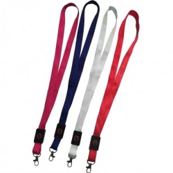 1 UNIDAD LANYARD PLANO 20mm ROJO CON MOSQUETÓN TIPO CORREA CANINA Y LUCES LED