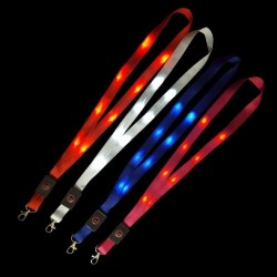 1 UNIDAD LANYARD PLANO 20mm AZUL CON MOSQUETÓN TIPO CORREA CANINA Y LUCES LED