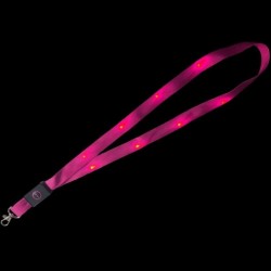 1 UNIDAD LANYARD PLANO 20mm ROSA CON MOSQUETÓN TIPO CORREA CANINA Y LUCES LED