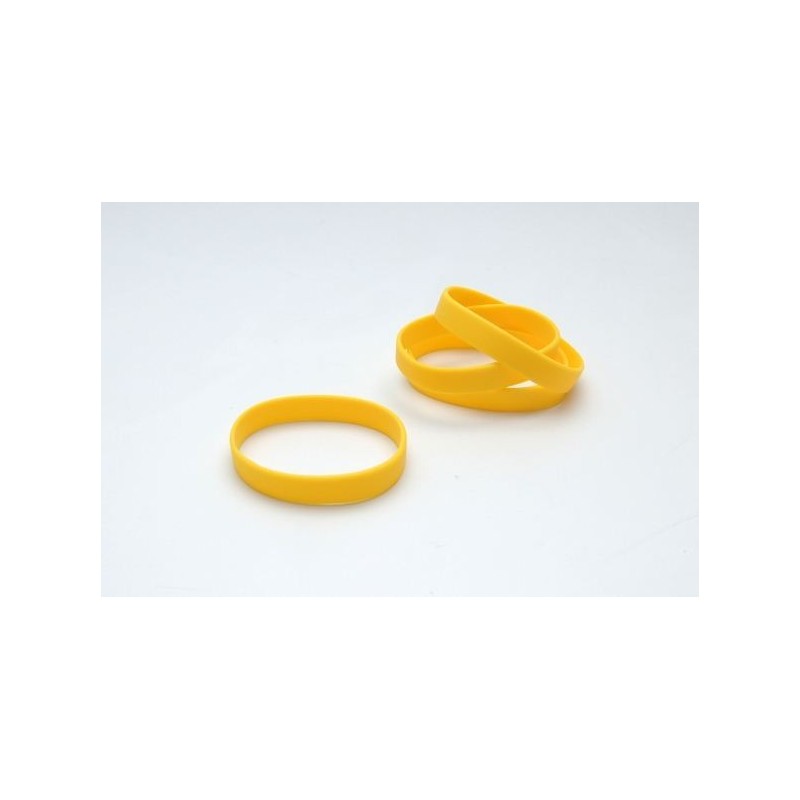 PULSERA DE SILICONA 55mm AMARILLA SIN PERSONALIZACIÓN PK 100 UDS