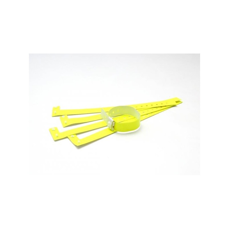 BRAZALETE DE VINILO BRILLO COLOR AMARILLO TIPO \"L\" PK 100 UDS
