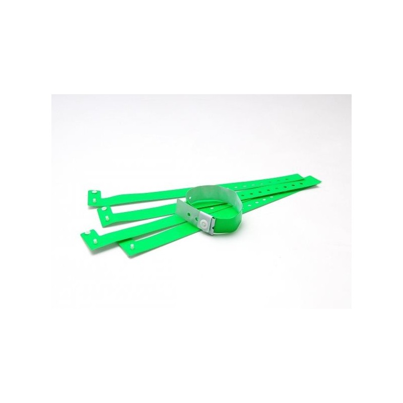 BRAZALETE DE VINILO BRILLO COLOR VERDE TIPO \"L\" PK 100 UDS