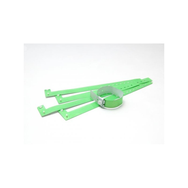 BRAZALETE DE VINILO BRILLO COLOR VERDE HOSPITAL TIPO \"L\" PK 100 UDS