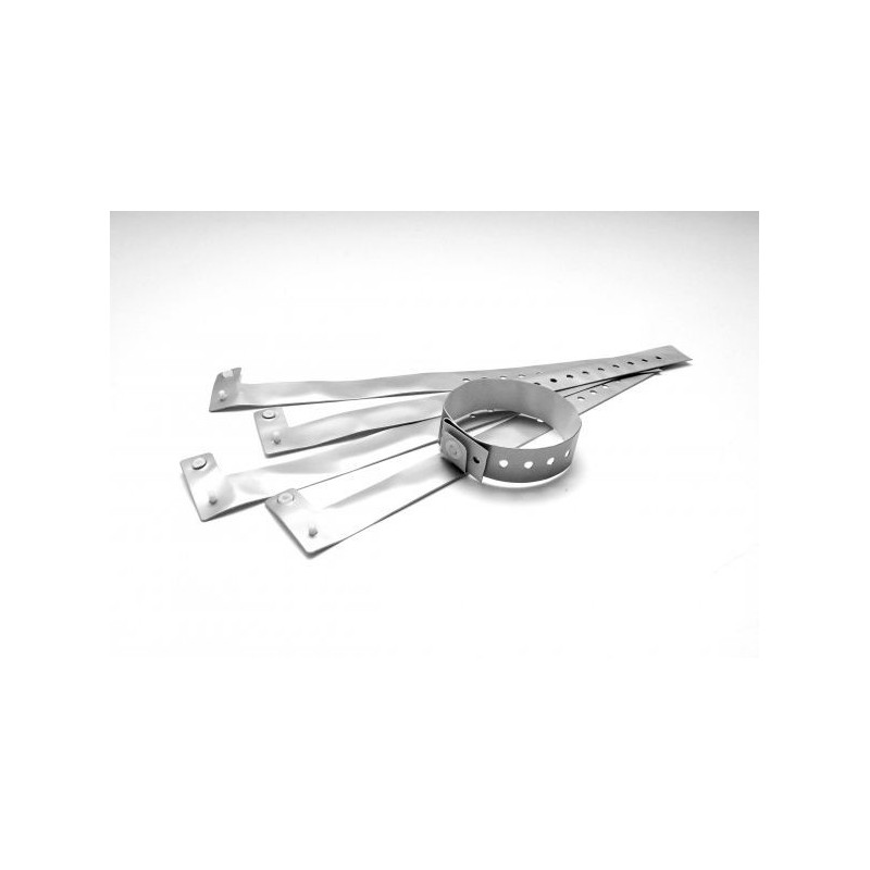 BRAZALETE DE VINILO COLOR PLATA METÁLICO TIPO \"L\" PK 100 UDS