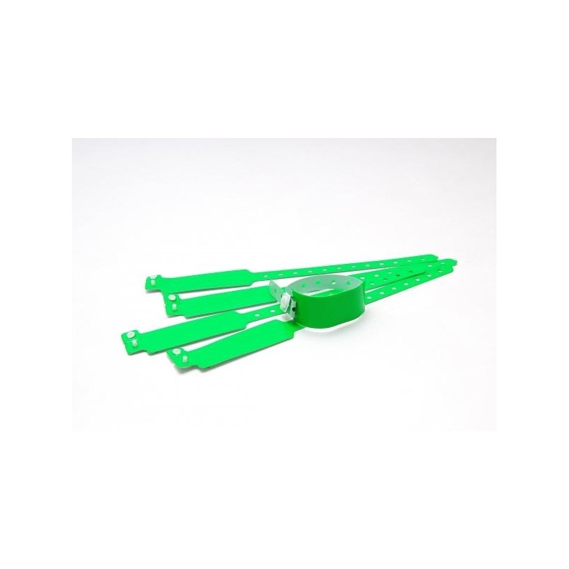 BRAZALETE DE VINILO BRILLO COLOR VERDE FOSFORESCENTE TIPO \"ANCHO\" PK 100 UDS