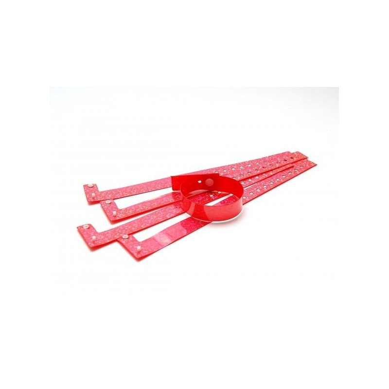 BRAZALETE DE VINILO COLOR ROJO HOLOGRAMA DE BURBUJAS TIPO \"L\" PK 100 UDS