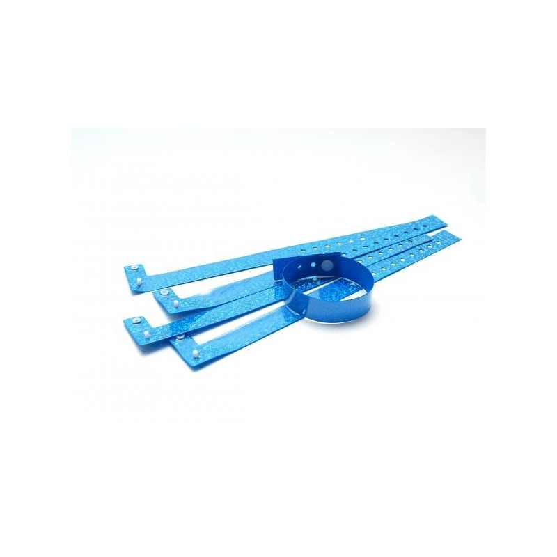 BRAZALETE DE VINILO COLOR AZUL HOLOGRAMA DE BURBUJAS TIPO \"L\" PK 100 UDS