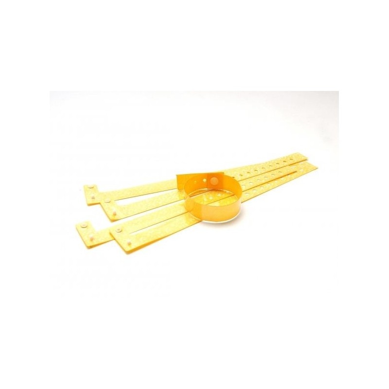 BRAZALETE DE VINILO COLOR AMARILLO HOLOGRAMA DE BURBUJAS TIPO \"L\" PK 100 UDS