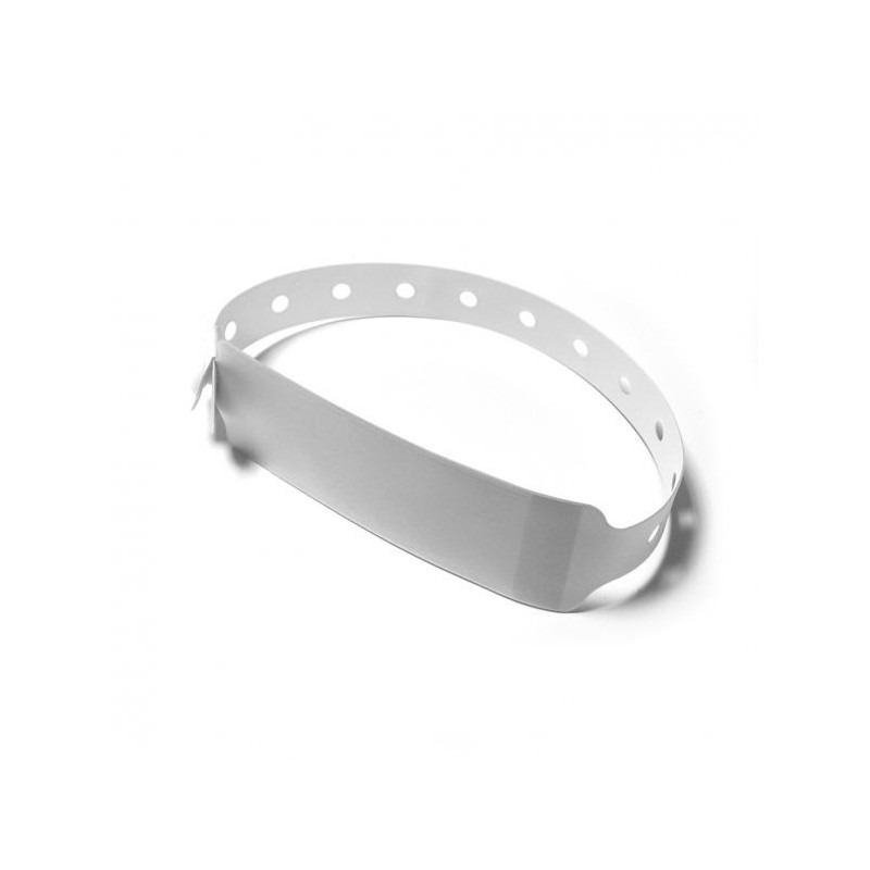 BRAZALETE DE VINILO HOSPITALARIO CON ETIQUETA COLOR BLANCO TAMAÑO ADULTO PK 100 UDS
