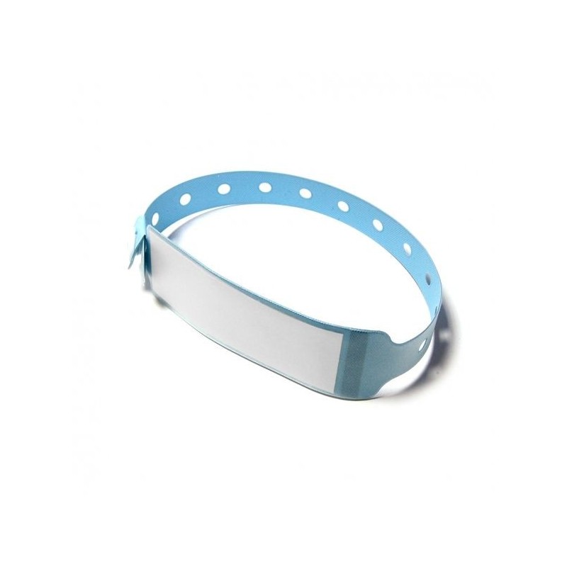 BRAZALETE DE VINILO HOSPITALARIO CON ETIQUETA COLOR AZUL TAMAÑO ADULTO PK 100 UDS