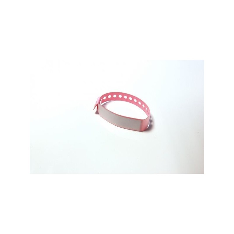 BRAZALETE DE VINILO HOSPITALARIO CON ETIQUETA COLOR ROSA TAMAÑO NIÑO PK 100 UDS