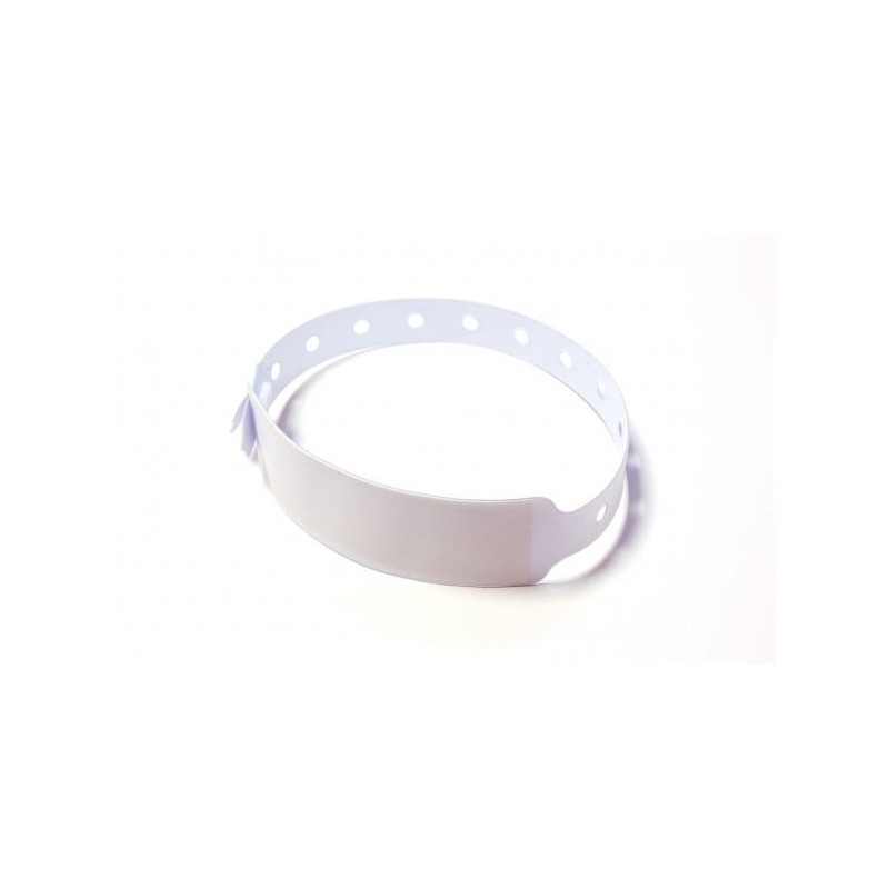 BRAZALETE DE VINILO HOSPITALARIO CON PANEL DE ESCRITURA COLOR BLANCO TAMAÑO ADULTO PK 100 UDS
