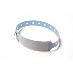 BRAZALETE DE VINILO HOSPITALARIO CON PANEL DE ESCRITURA COLOR AZUL TAMAÑO ADULTO PK 100 UDS