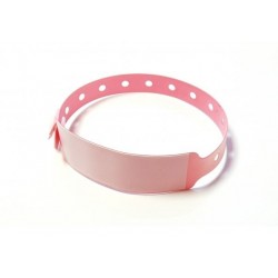 BRAZALETE DE VINILO HOSPITALARIO CON PANEL DE ESCRITURA COLOR ROSA TAMAÑO ADULTO PK 100 UDS