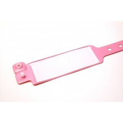 BRAZALETE DE VINILO HOSPITALARIO CON PANEL DE ESCRITURA COLOR ROSA TAMAÑO ADULTO PK 100 UDS