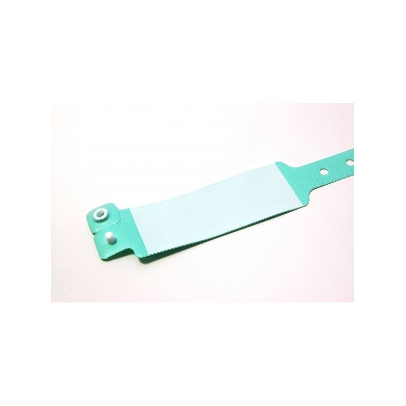 BRAZALETE DE VINILO HOSPITALARIO CON PANEL DE ESCRITURA COLOR VERDE TAMAÑO ADULTO PK 100 UDS