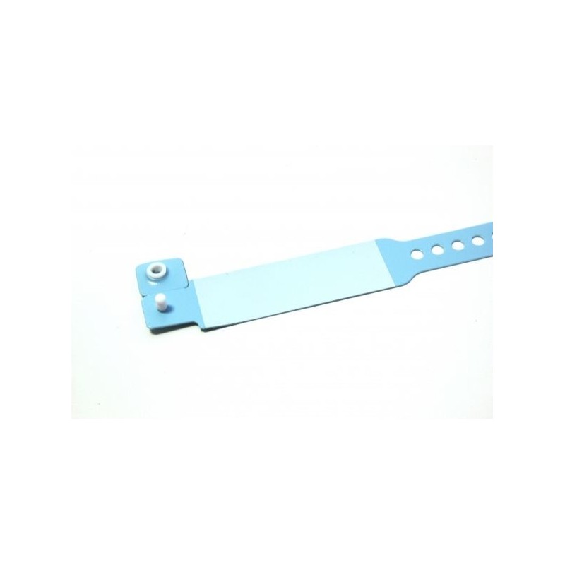 BRAZALETE DE VINILO HOSPITALARIO CON PANEL DE ESCRITURA COLOR AZUL TAMAÑO NIÑO PK 100 UDS